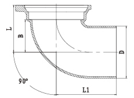 B型90度單承彎頭結構圖